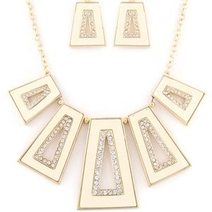 Fashion Gold Necklace Earring Set with Rhinestones